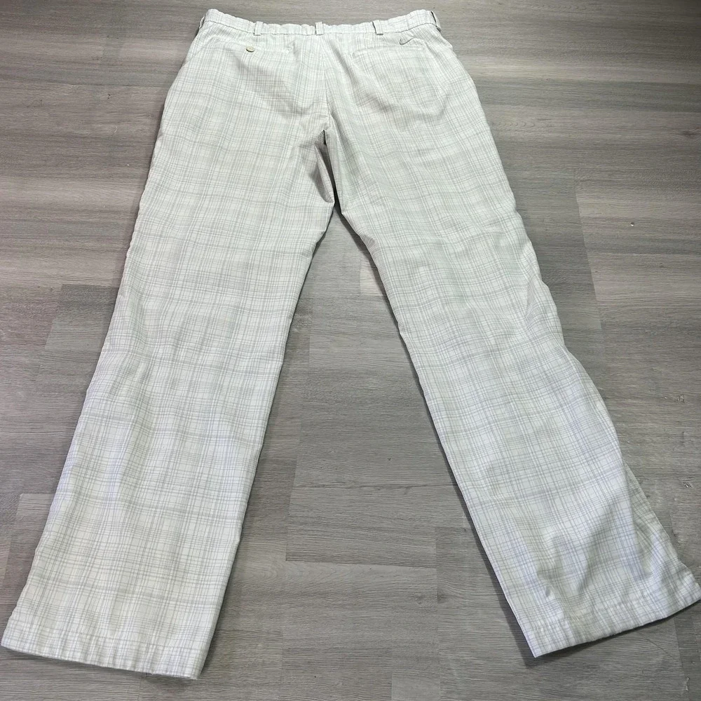 Nike Golf‎ Pants Mens 36x34 White Plaid Stretch Woven Golf Khakis 398616-100